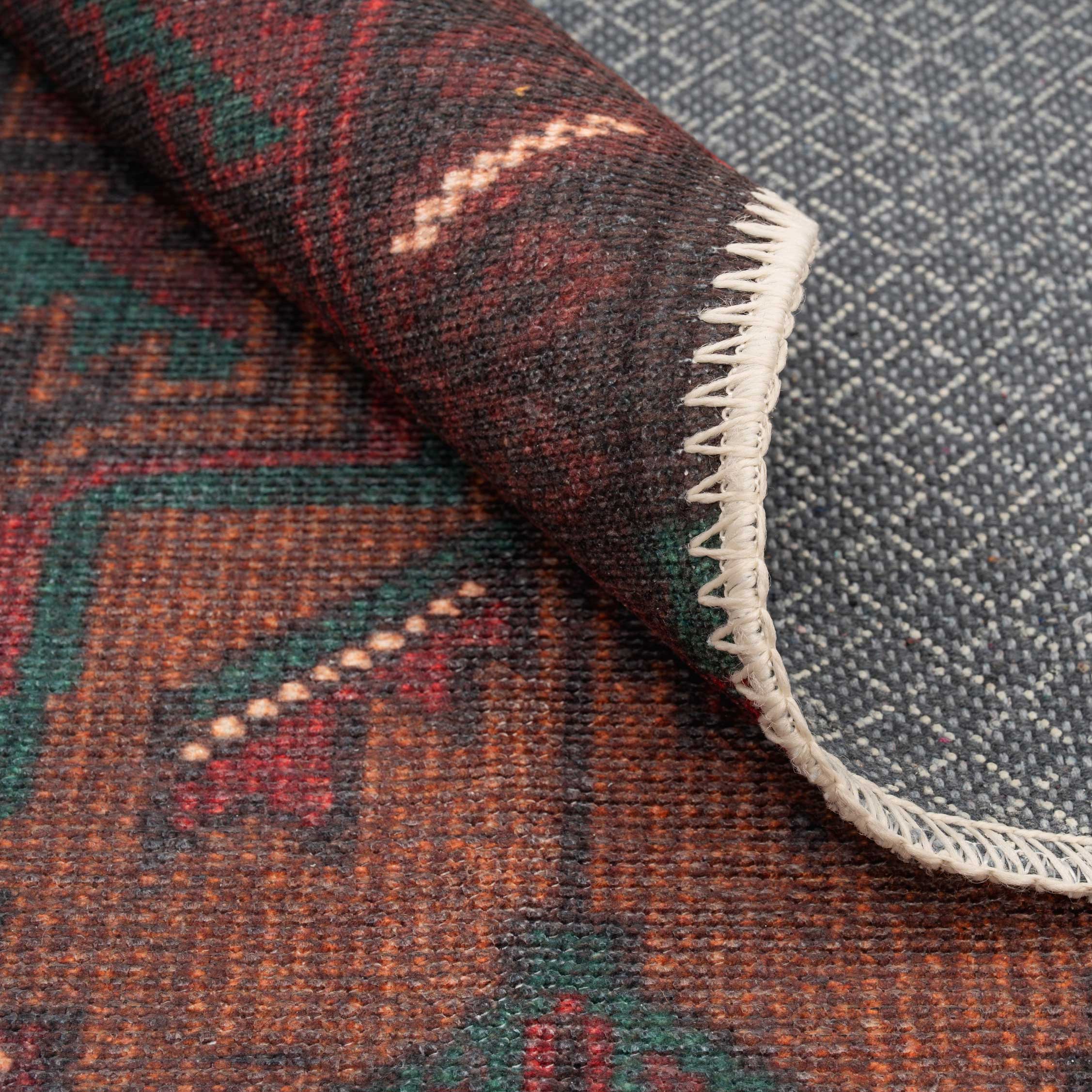 Flatwoven Washable Distressed Brown Runner  - Caris - Image 3