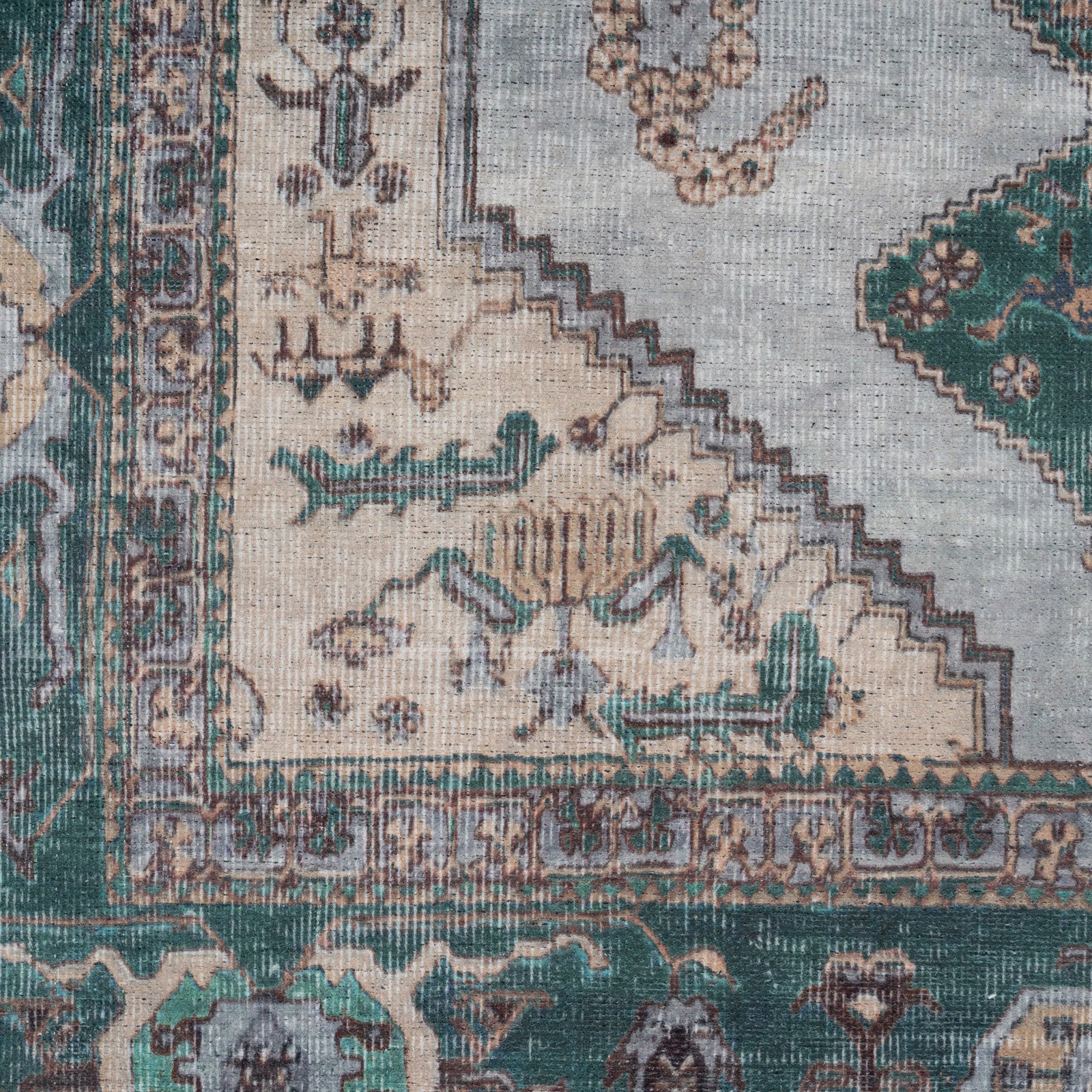 Flatwoven Washable Green Bordered Area Rug - Anton - Image 4