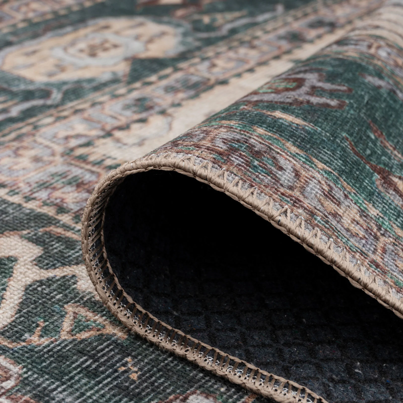 Flatwoven Washable Green Bordered Area Rug - Anton - Image 5