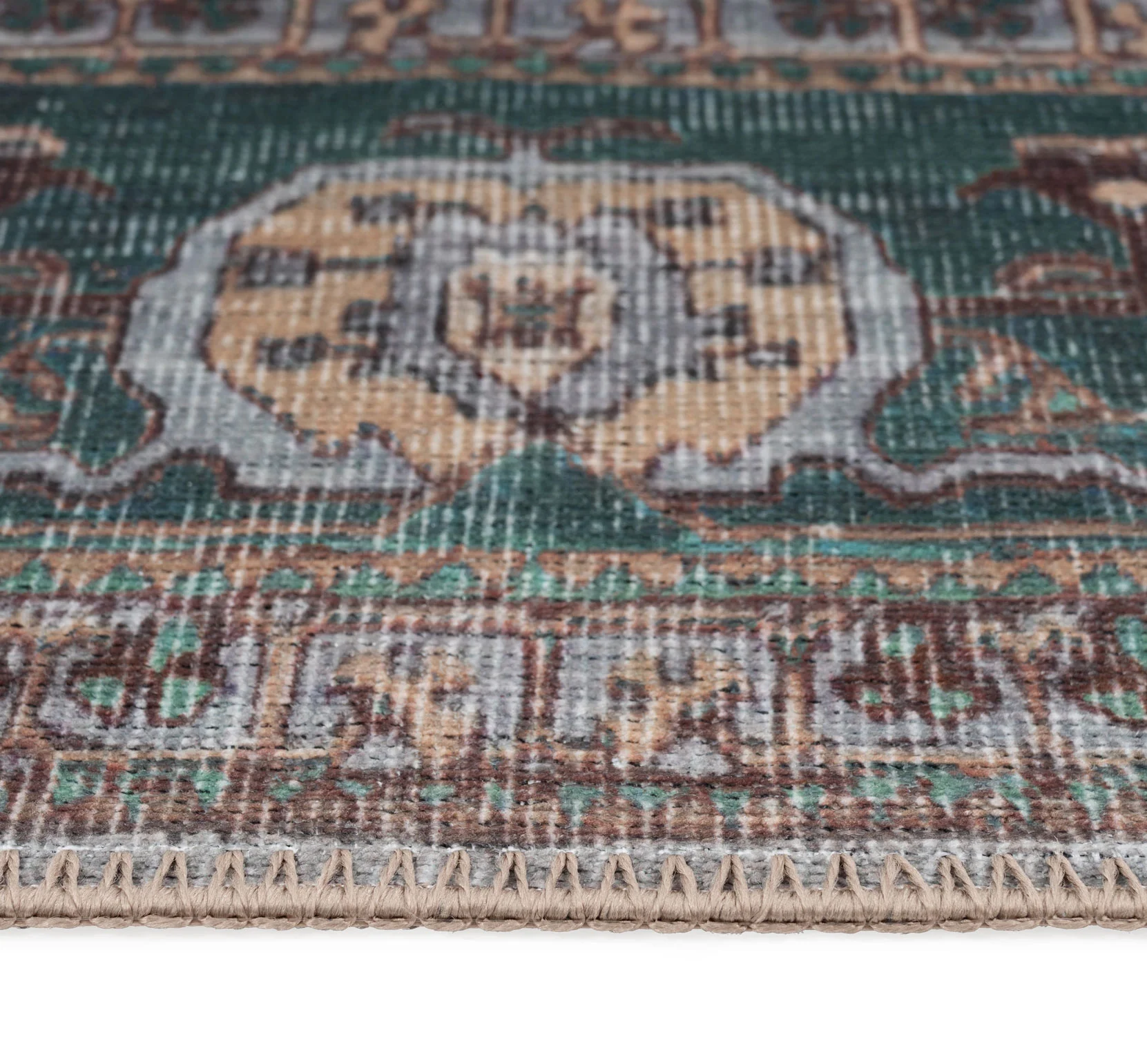 Flatwoven Washable Green Bordered Area Rug - Anton - Image 7