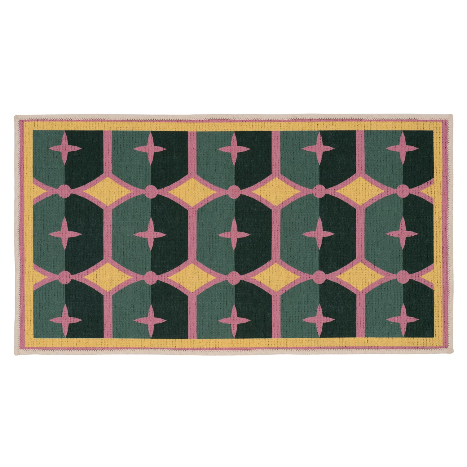 Washable Green Geometric Tile Doormat - Fusion - Image 7