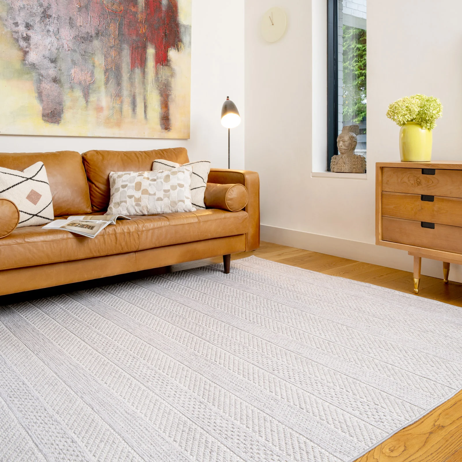 Washable Grey Bobbled Scandi Rug - Evie - Image 2