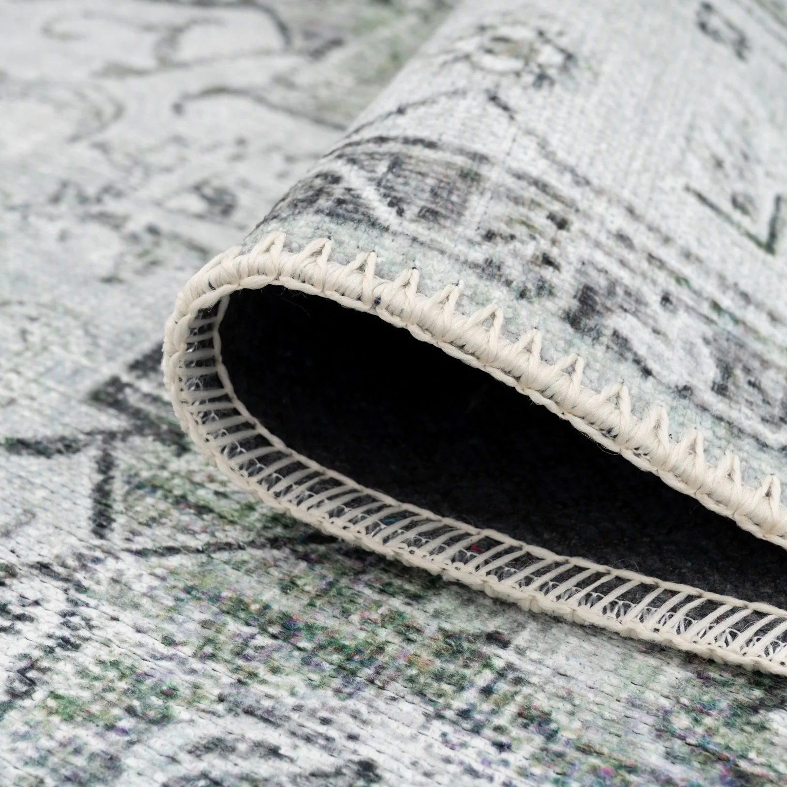 Flatwoven Washable Light Green Bordered Area Rug - Rumi - Image 7