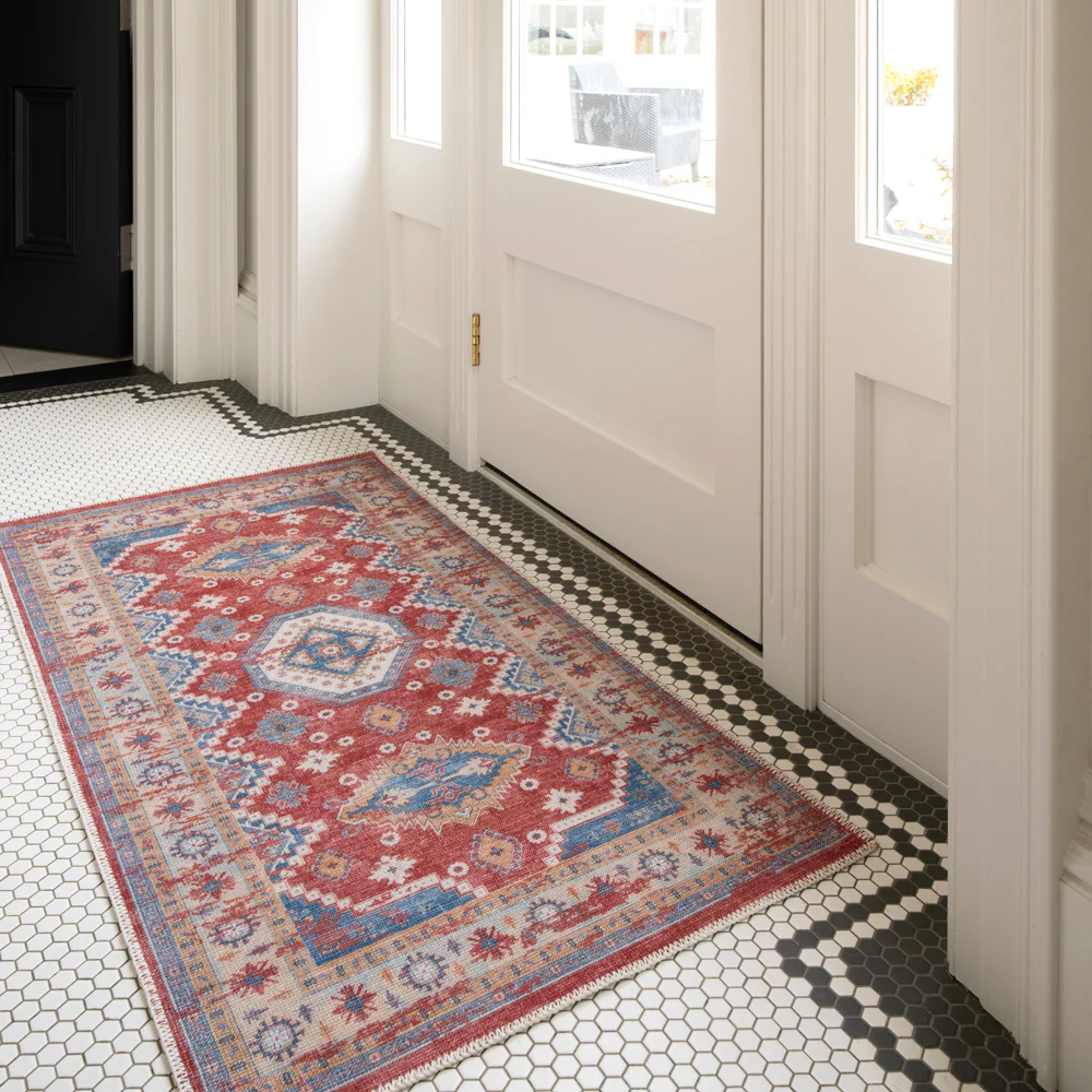 Washable Looped Red Doormat - Anais