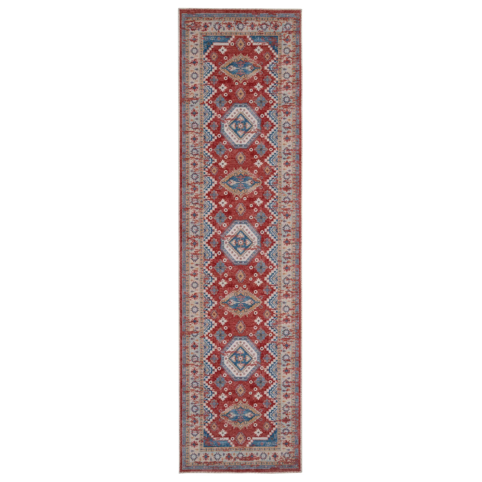 Washable Looped Red Vintage Runner - Anais - Image 2