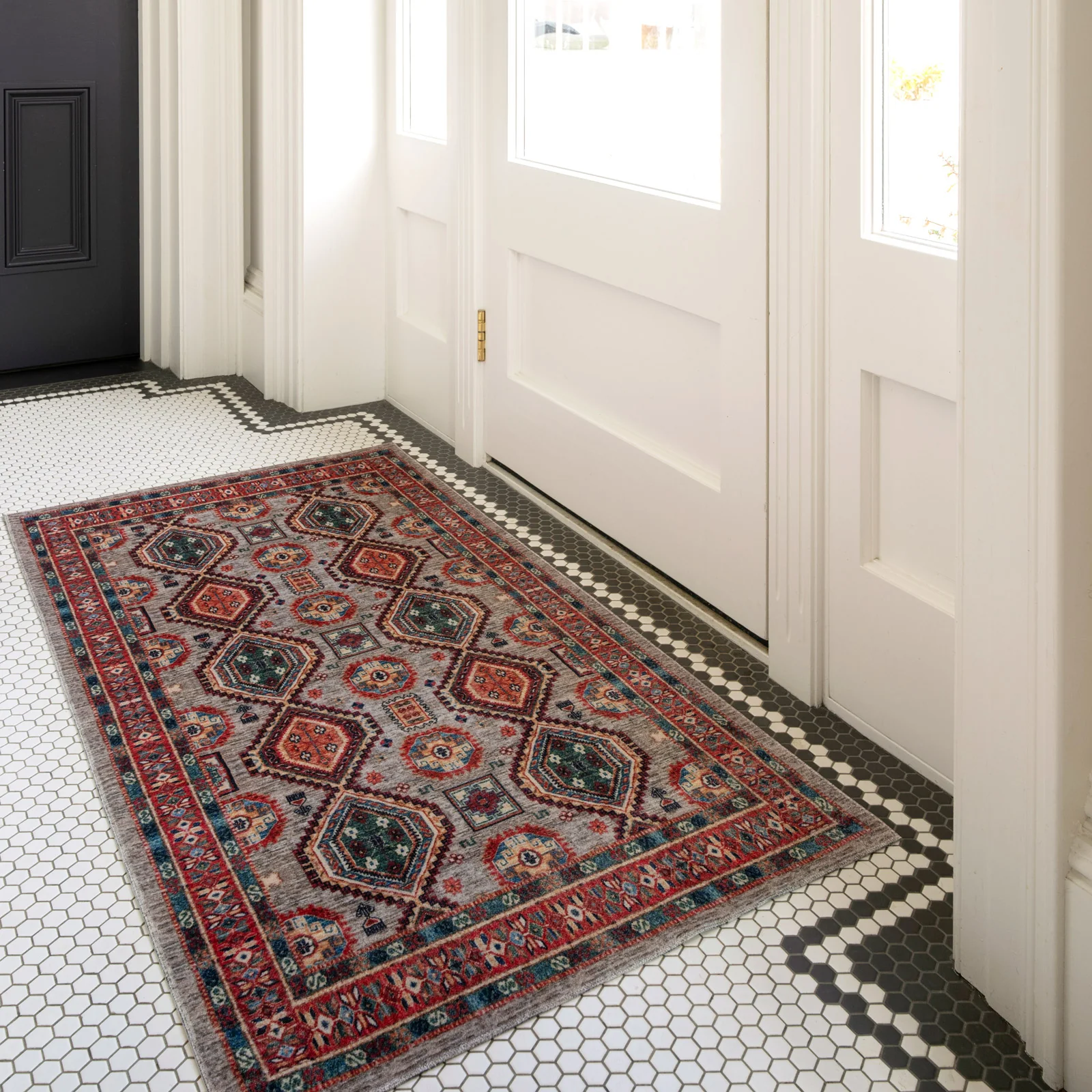 Washable Multicolour Persian Style Mat - Rani - Image 2