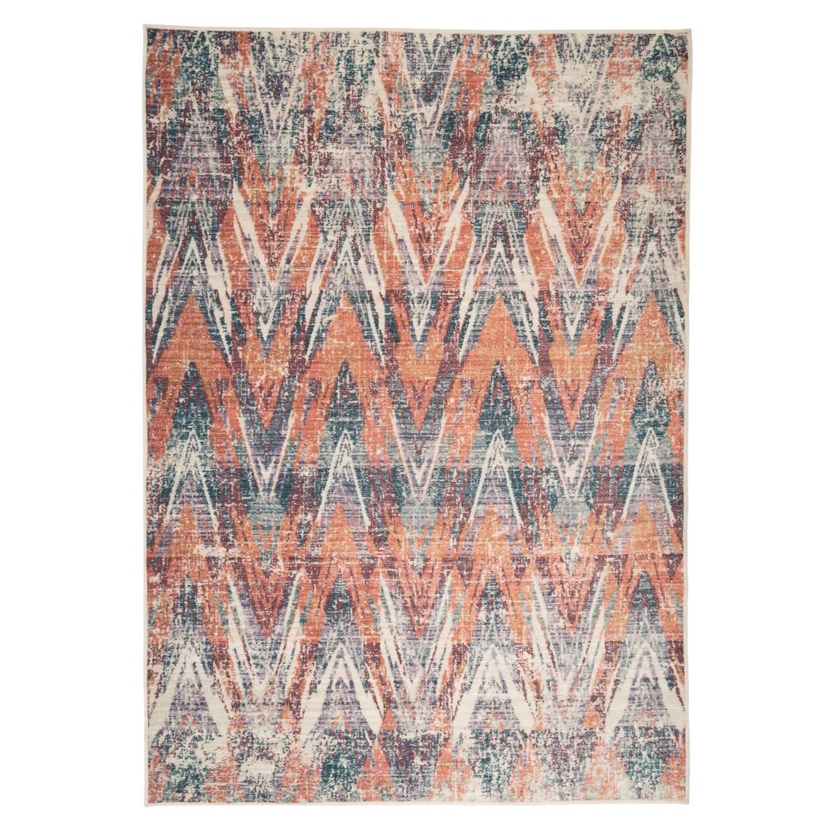 Washable Multicolour Zig Zag Rug - Ziggy