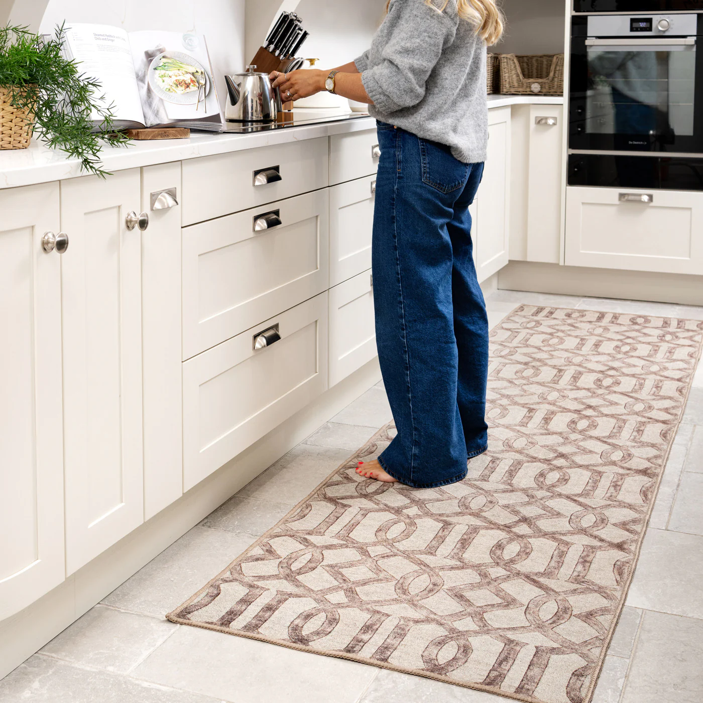 Washable Neutral Geometric Runner - Burrow - Image 2