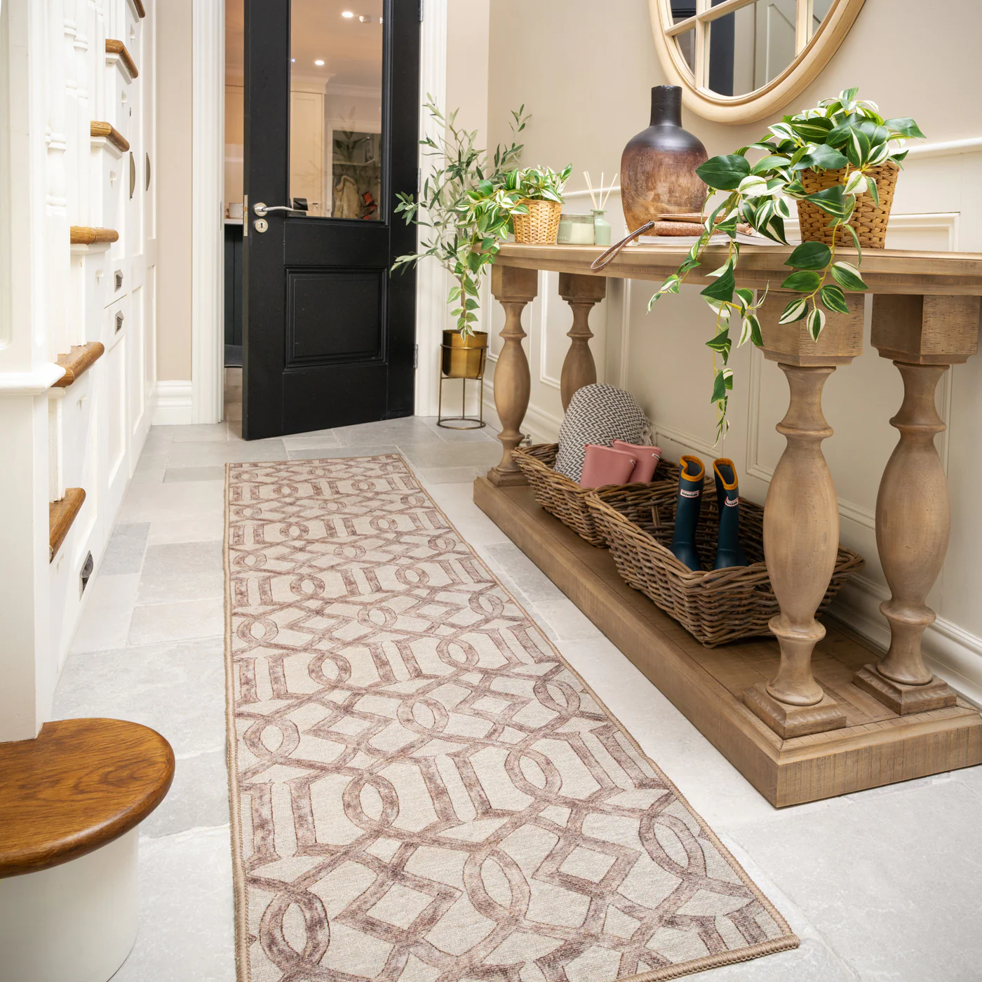 Washable Neutral Geometric Runner - Burrow - Image 3