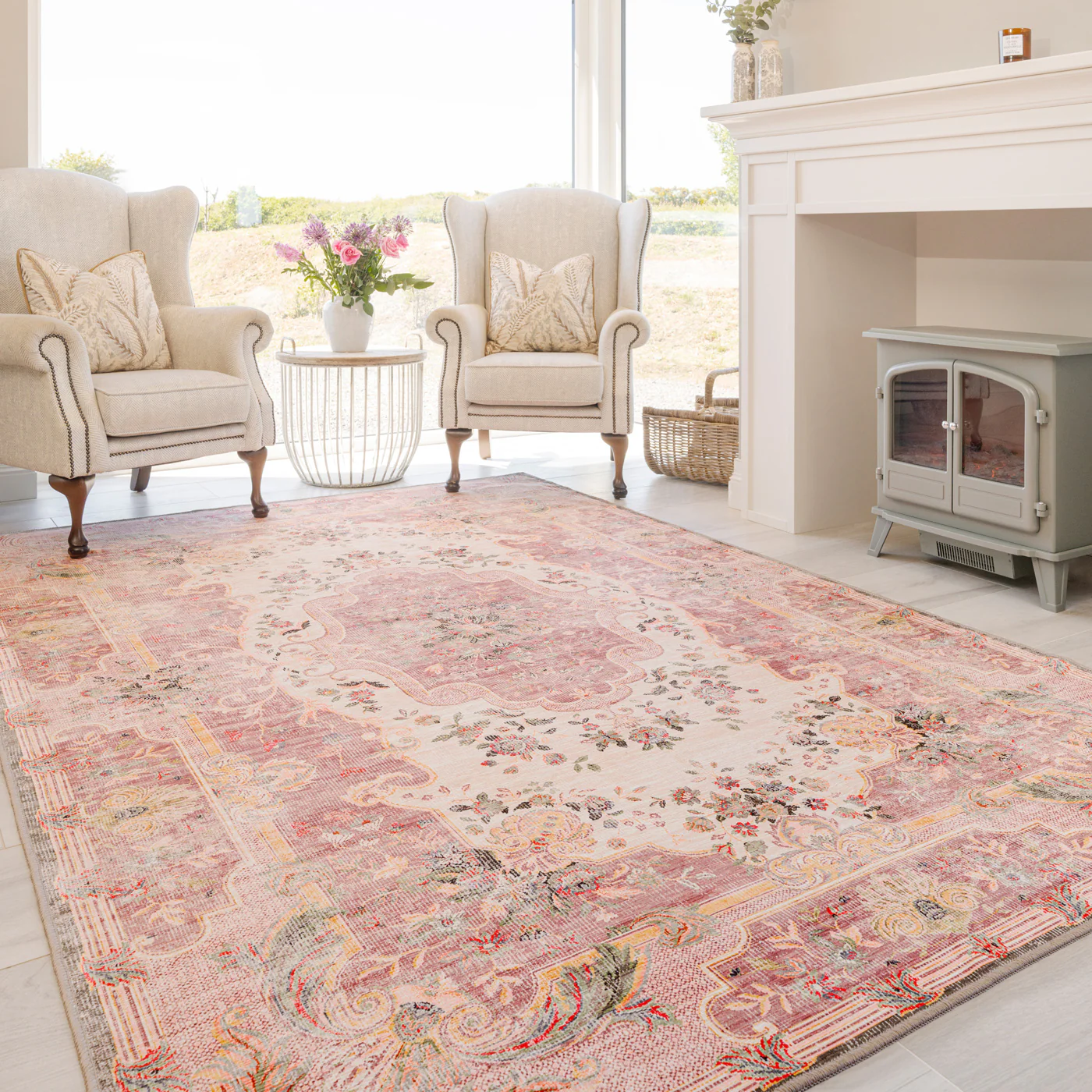 Washable Pink Medallion Rug - Dusk - Image 10