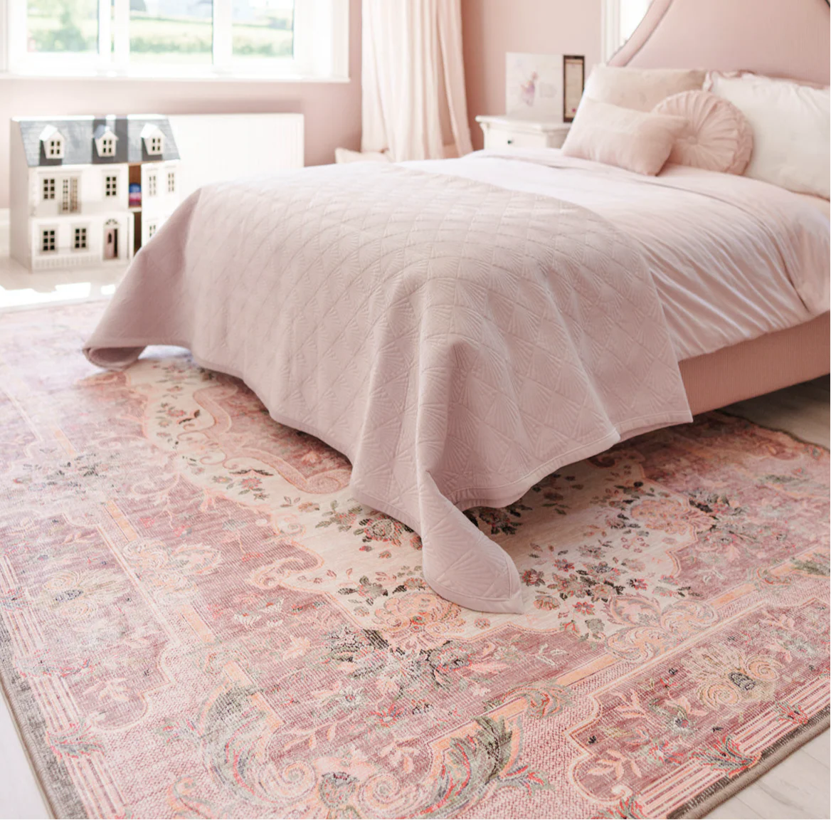 Washable Pink Medallion Rug - Dusk - Image 16