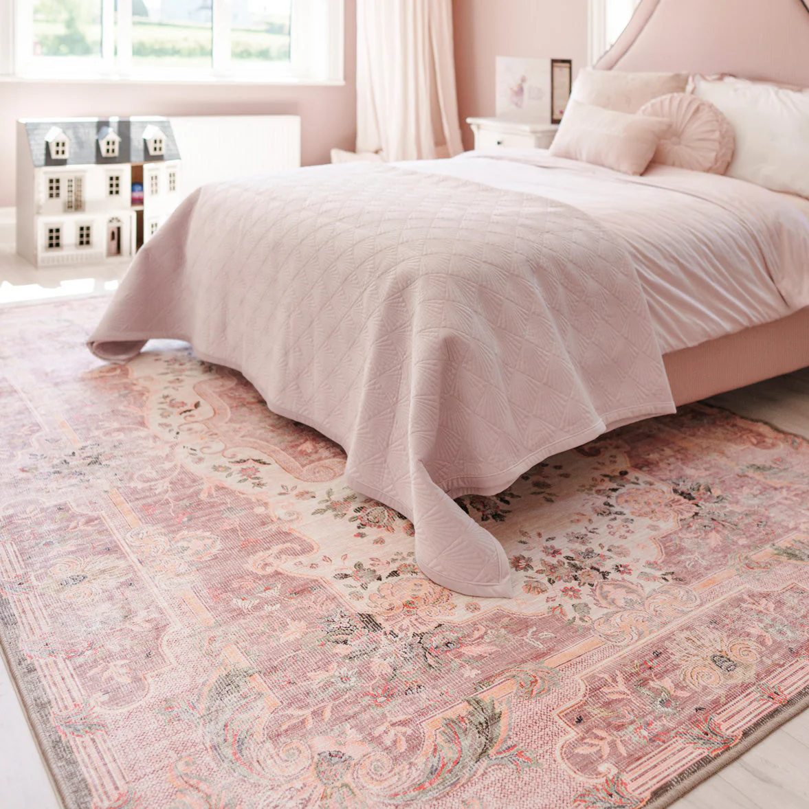 Washable Pink Medallion Rug - Dusk - Image 3