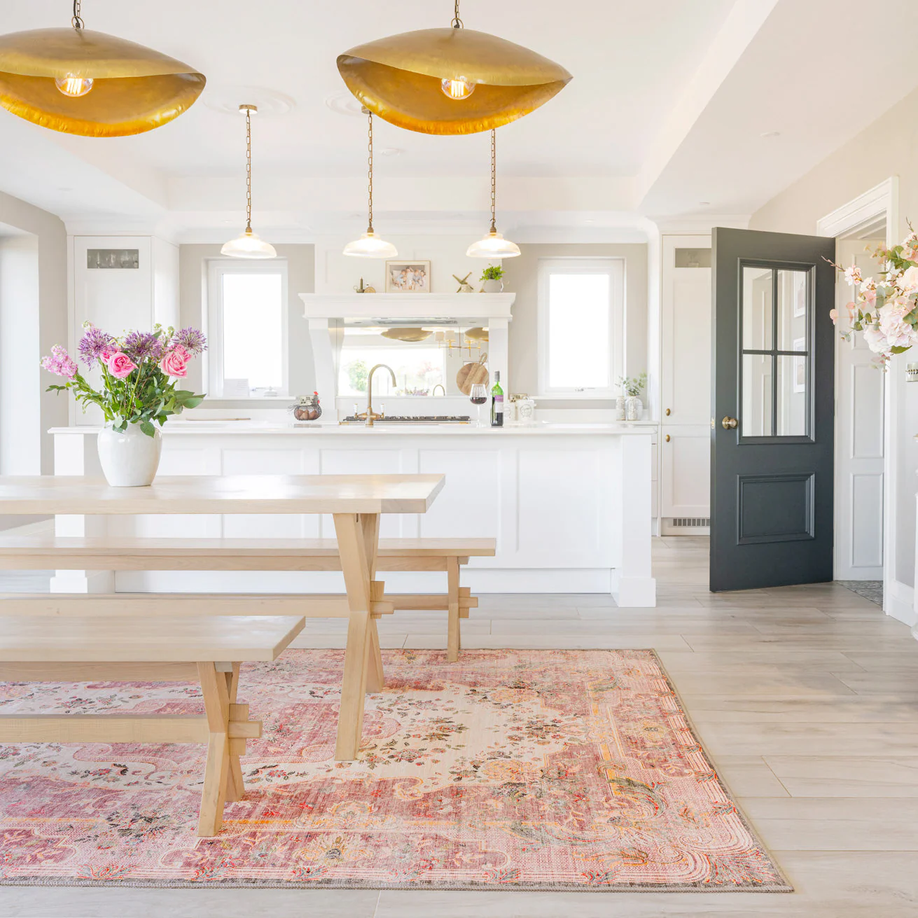 Washable Pink Medallion Rug - Dusk - Image 6