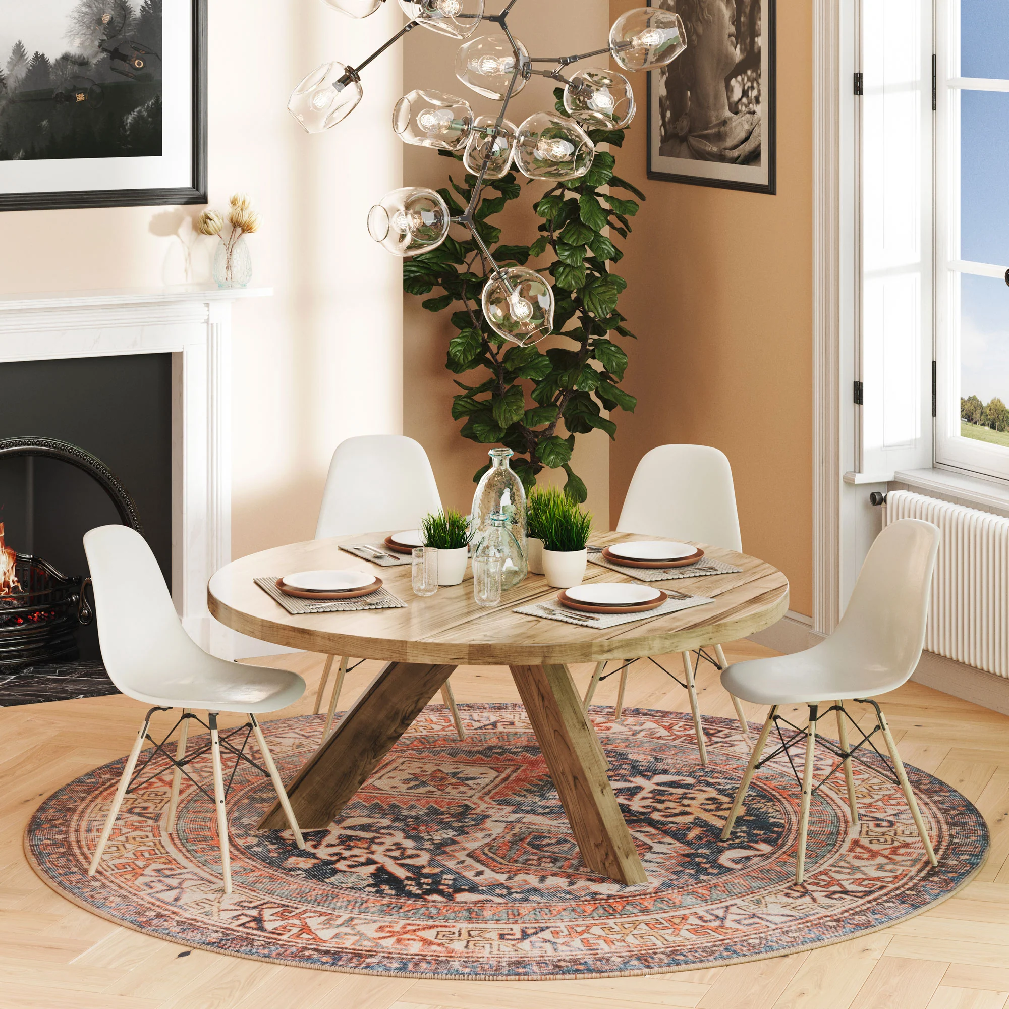 Flatwoven Washable Terracotta Distressed Circle Rug - Perla - Image 2