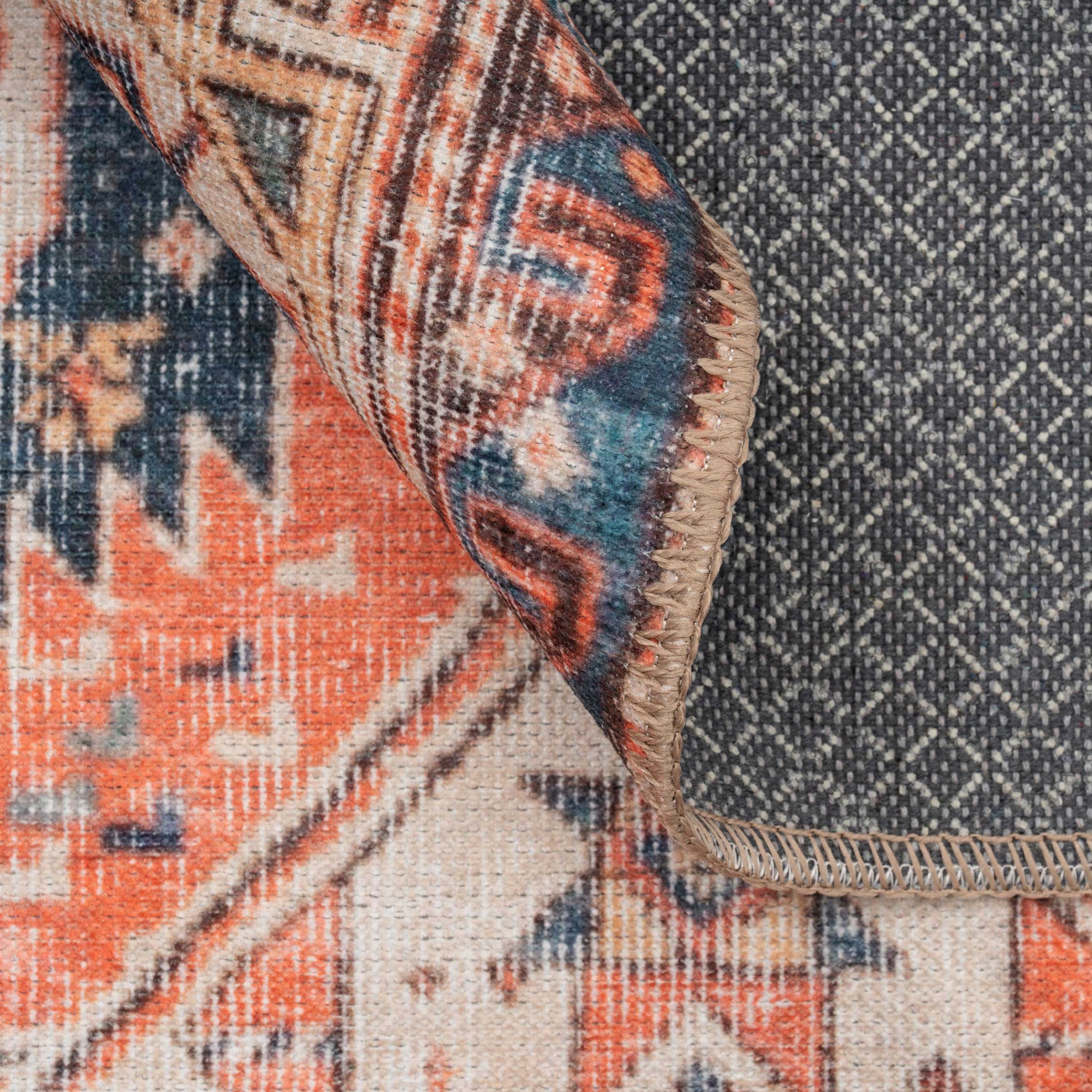 Flatwoven Washable Terracotta Distressed Circle Rug - Perla - Image 7