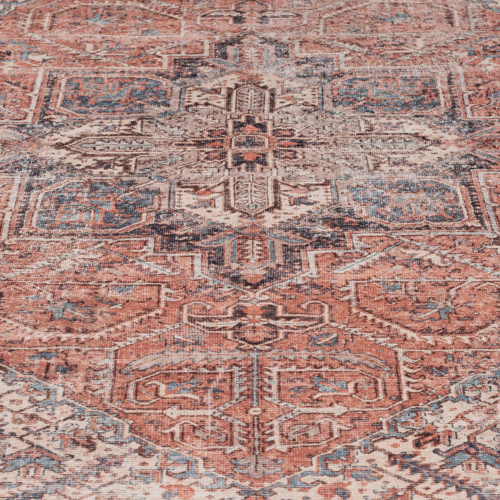 Flatwoven Washable Terracotta Medallion Area Rug - Neeve - Image 8