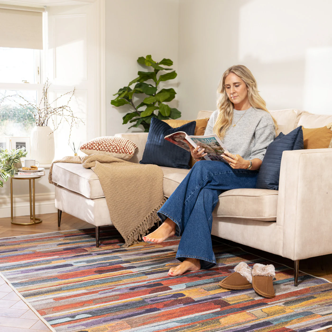 Washable Vibrant Abstract Rug - Blur - Image 2