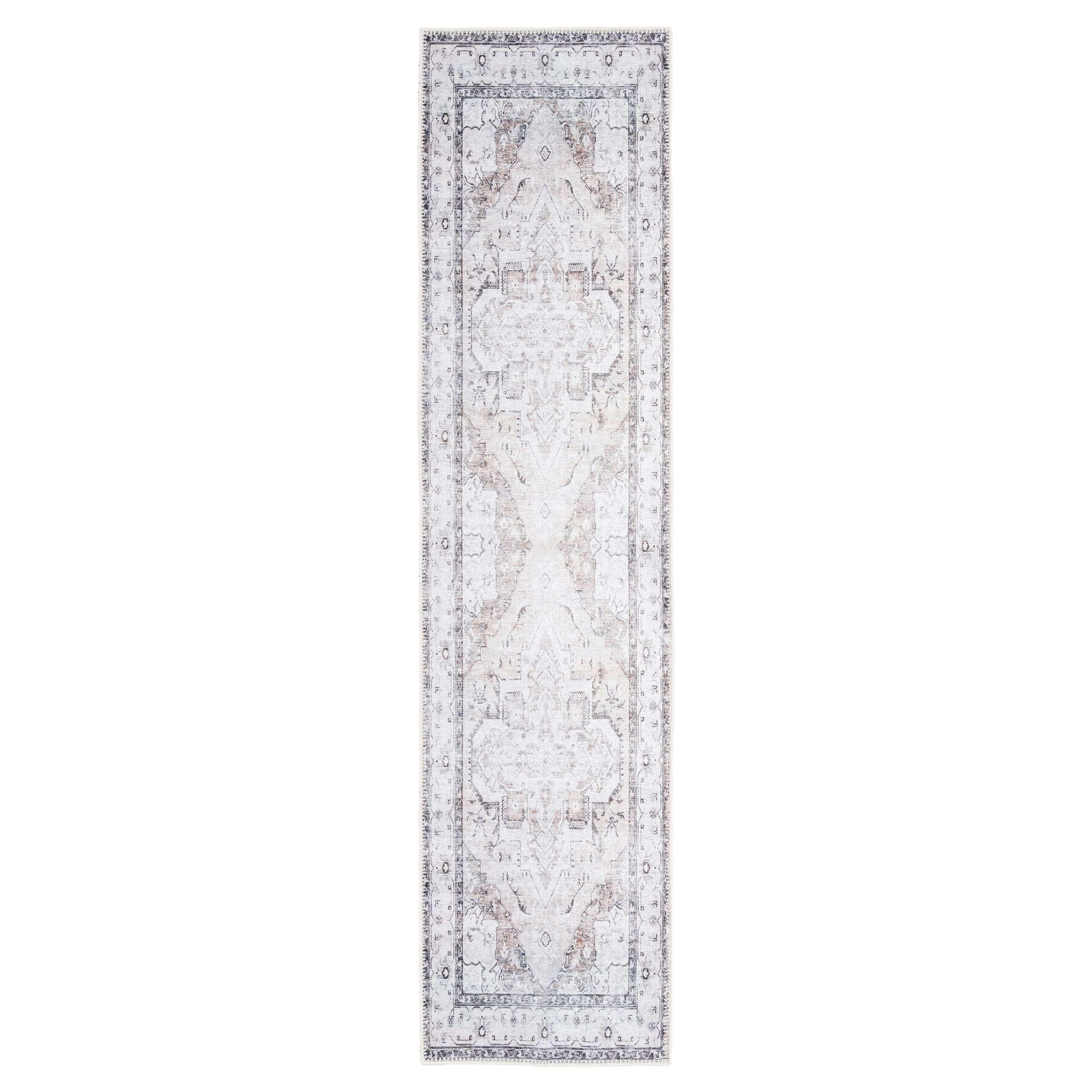 Washable Vintage Ivory Runner Rug - Margot