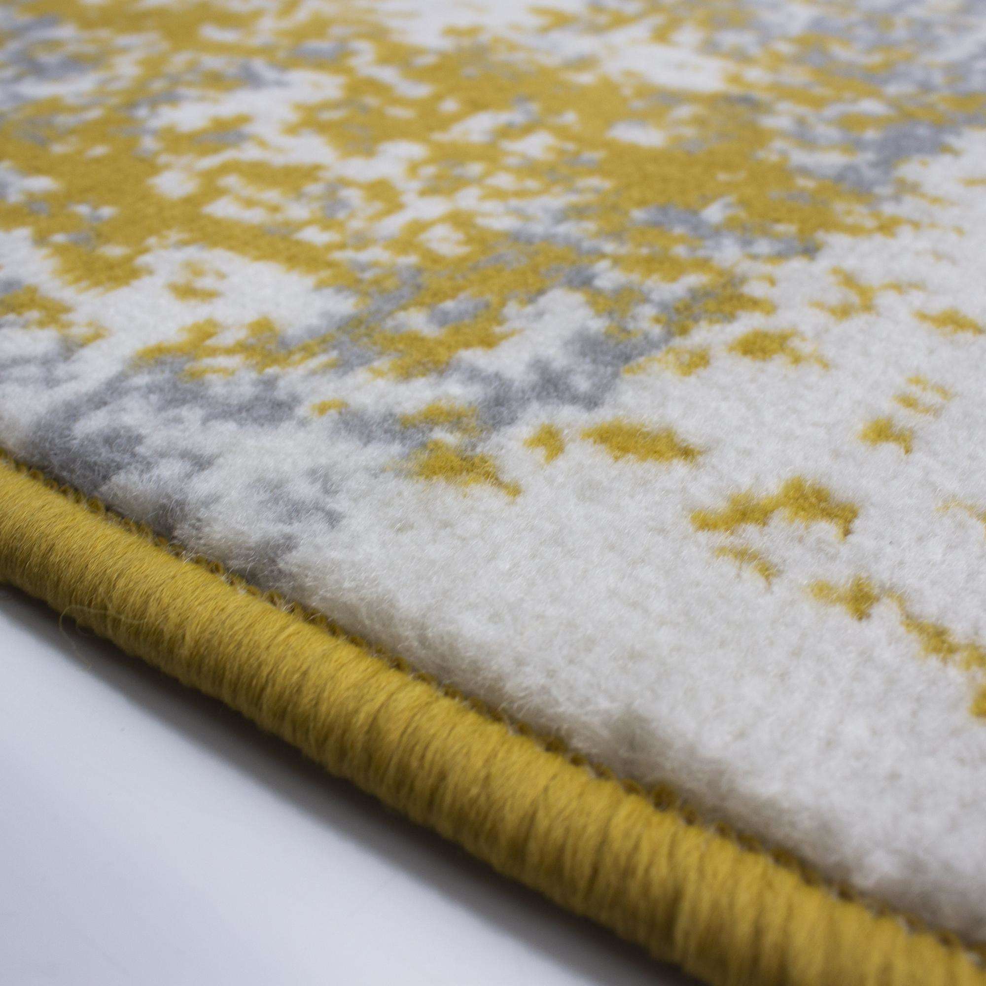 Yellow Grey Distressed Worn Look Living Room Rug - Image 5